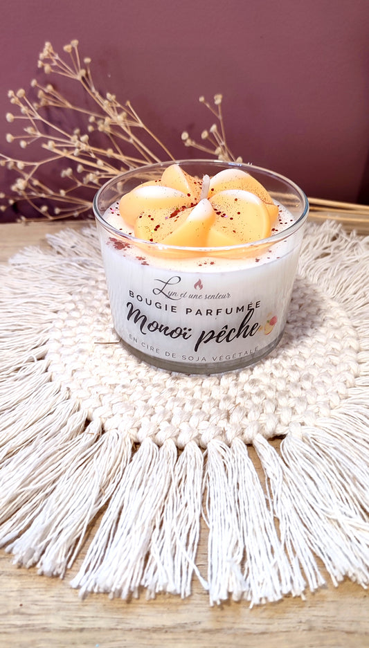 Bougie coulée monoï pêche